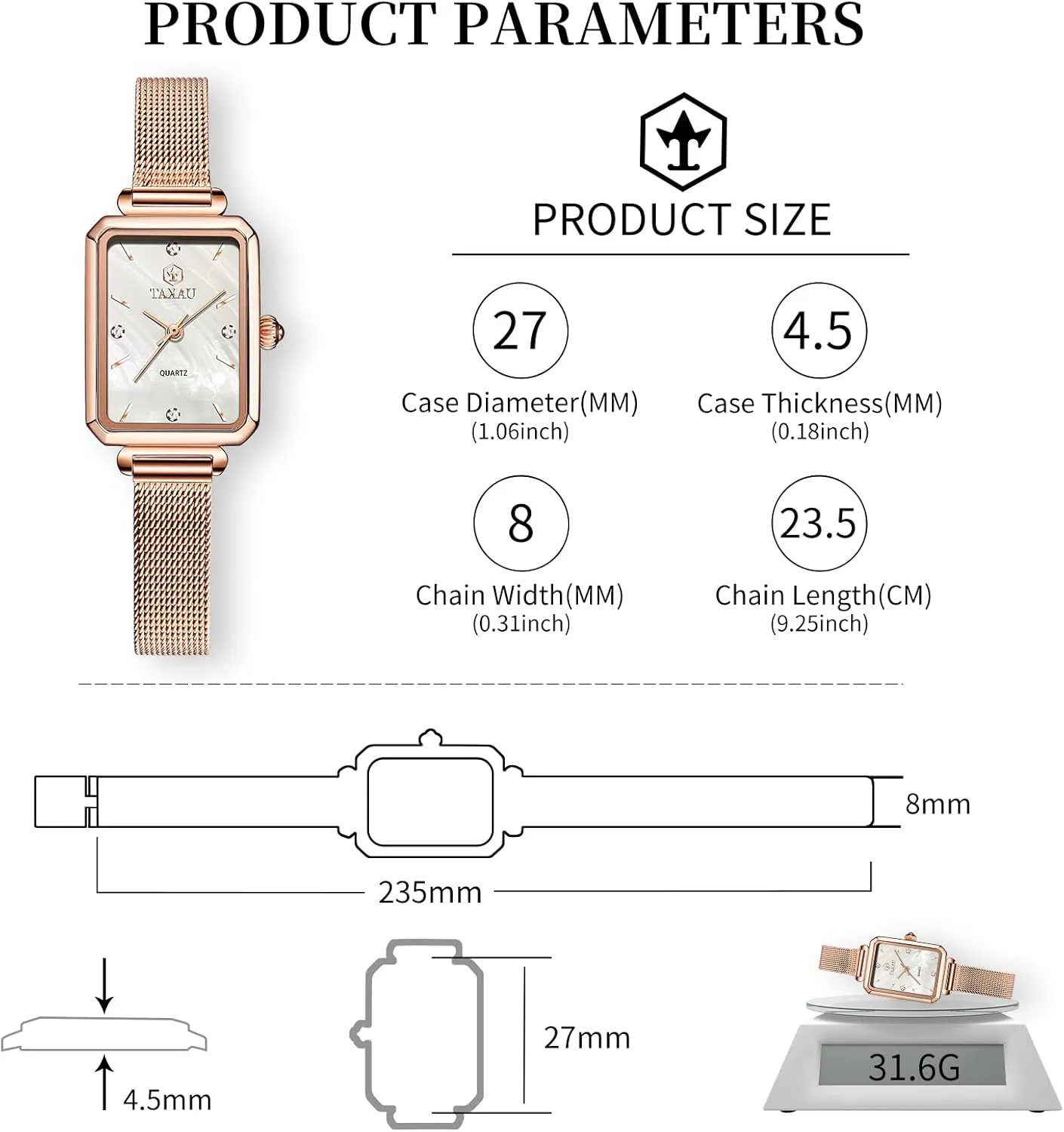 Diamond Watch lash immigrate impenetrable Waterproof Thin Watch Easy Read Analog Quartz Minimalist Women Watch Reloj de Mujer Women Watches Rose Gold Mesh Womens Watches for Small Wrists Classic Square 