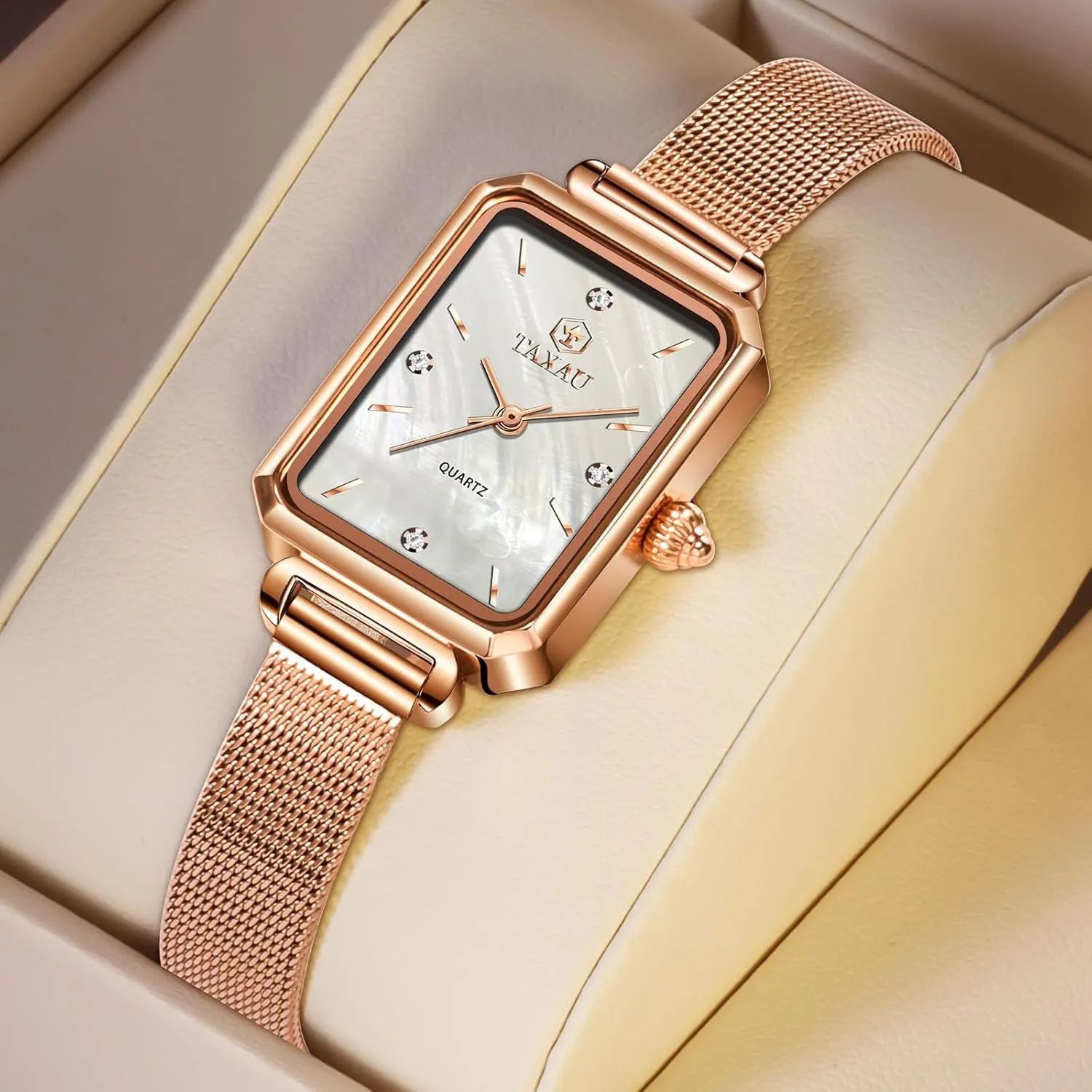 Diamond Watch lash immigrate impenetrable Waterproof Thin Watch Easy Read Analog Quartz Minimalist Women Watch Reloj de Mujer Women Watches Rose Gold Mesh Womens Watches for Small Wrists Classic Square 