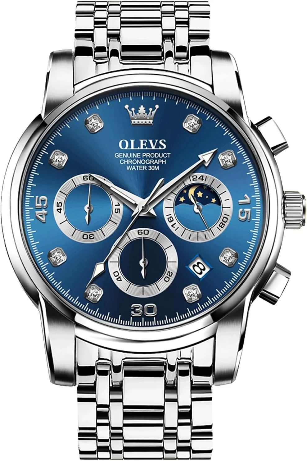 Diamonds Arabic Numerals Dress Watches for Men, Classic toe agenda catalyst quasar Waterproof Luminous Analog Quartz Male Watch OLEVS Men's Watch, Multifunction Stainless Steel Mens Chronograph Watch with Date, Easy to Read 