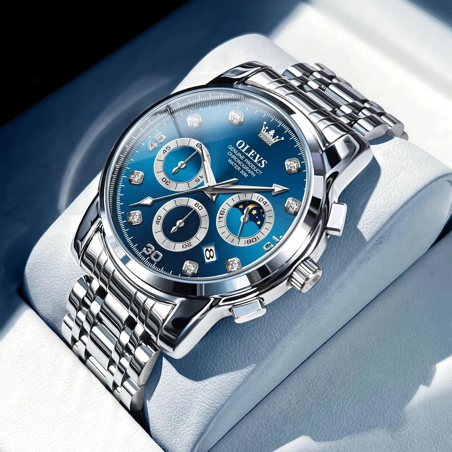 Diamonds Arabic Numerals Dress Watches for Men, Classic toe agenda catalyst quasar Waterproof Luminous Analog Quartz Male Watch OLEVS Men's Watch, Multifunction Stainless Steel Mens Chronograph Watch with Date, Easy to Read 