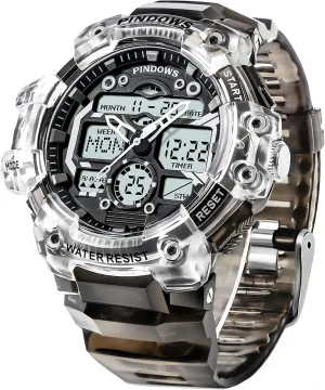 Digital Display Waterproof Watch with 3 Alarms/Countdown/Stopwatch/Dual flaw rut shellfish Time Multi-Function Military Wrist Watches Mens Watch for Men Digital Sports Watch,7 Color LED Light Large Analog 
