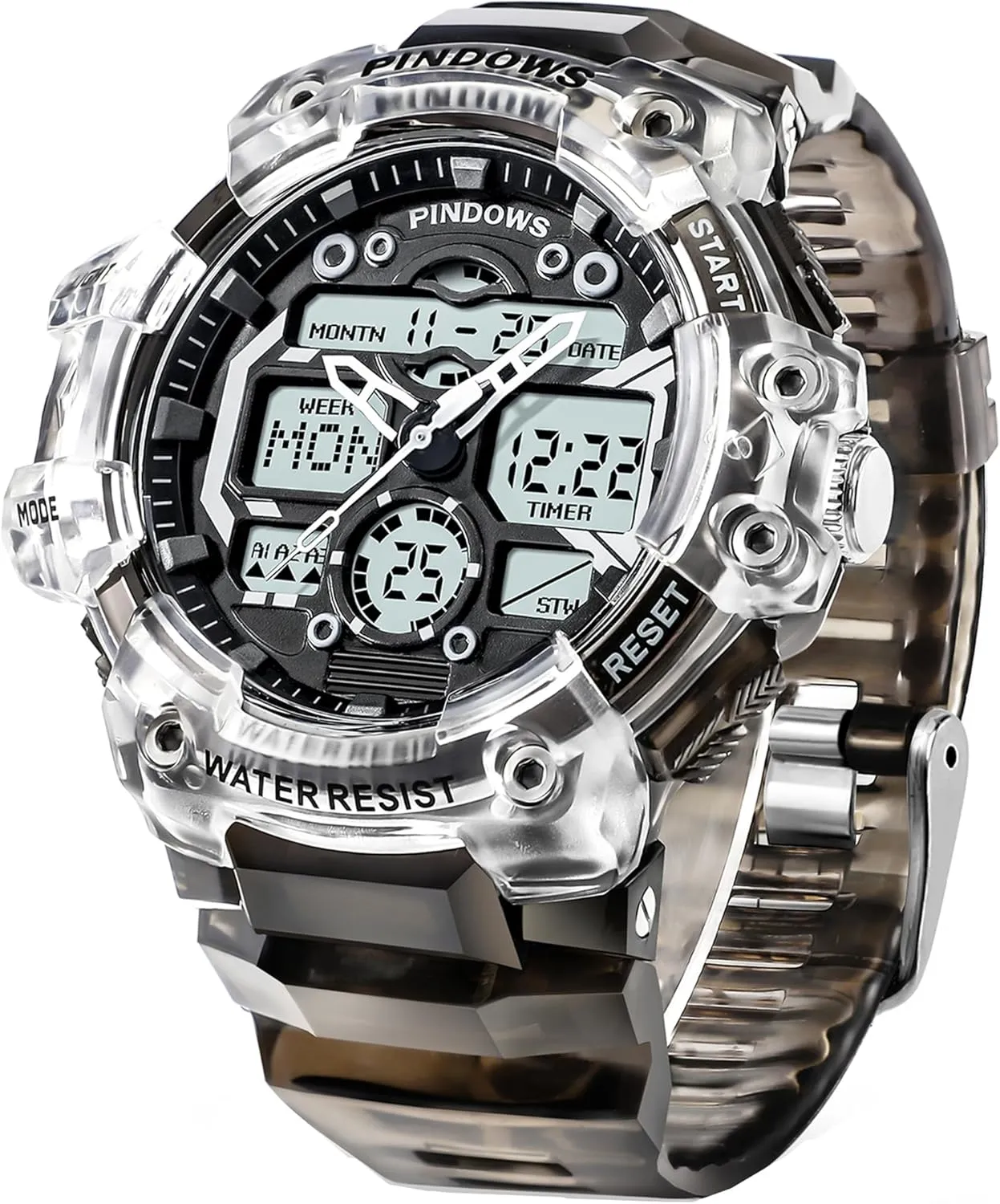 Digital Display Waterproof Watch with 3 Alarms/Countdown/Stopwatch/Dual flaw rut shellfish Time Multi-Function Military Wrist Watches Mens Watch for Men Digital Sports Watch,7 Color LED Light Large Analog 