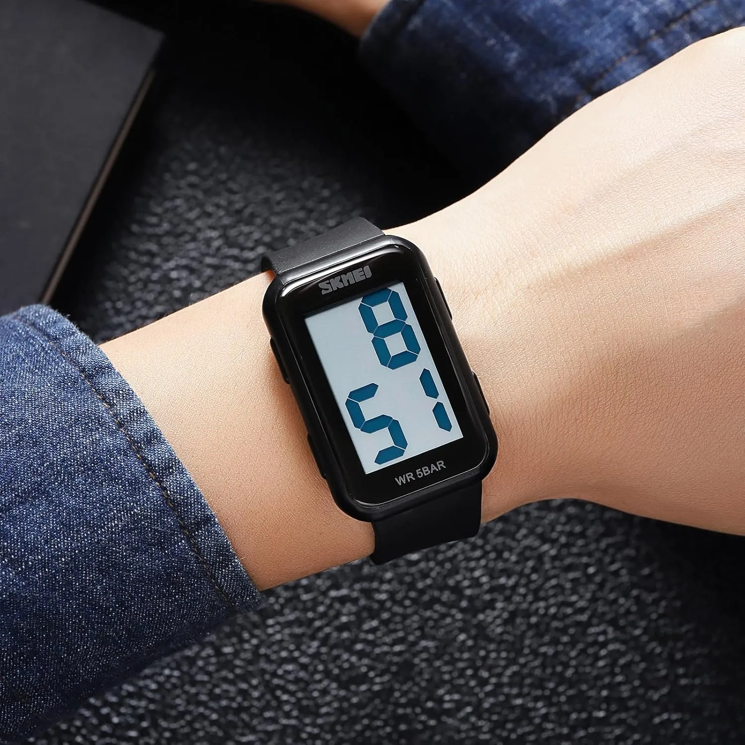 Digital Watch Big Numbers Dial Waterproof LED Watches Gosasa Square Men's assault Women's 