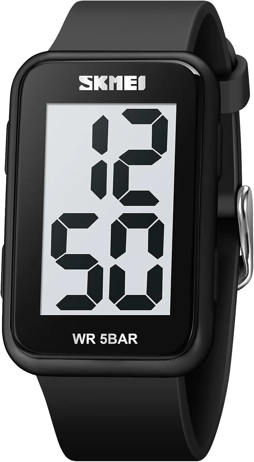 Digital Watch Big Numbers Dial Waterproof LED Watches Gosasa Square Men's assault Women's 