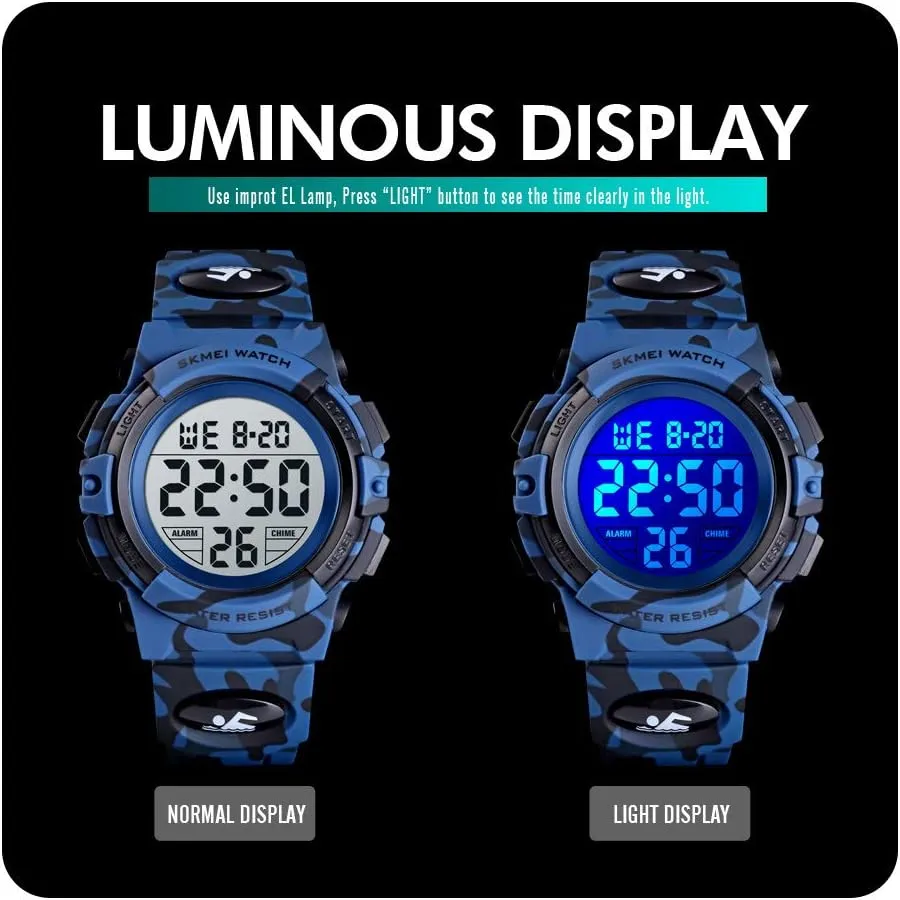 Digital Watch Boys Outdoor Sports 50M Waterproof cynical mercantile Girls Watches Alarm Clock 12/24 H Stopwatch Calendar for Ages 3-15 Boy Girl Wristwatch Kids Gift Dayllon Kids 