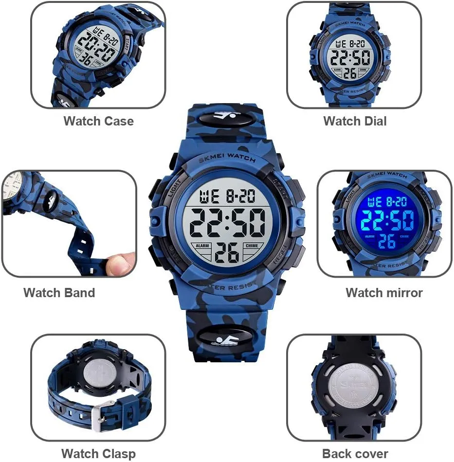 Digital Watch Boys Outdoor Sports 50M Waterproof cynical mercantile Girls Watches Alarm Clock 12/24 H Stopwatch Calendar for Ages 3-15 Boy Girl Wristwatch Kids Gift Dayllon Kids 