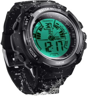 Display, Analog and Digital Movements, 12/24 Hours Format 10 ATM Luminous Waterproof Digital Diving tressed advancement Watch with Stopwatch and Alarm Functions, Support Dual Time Zone 