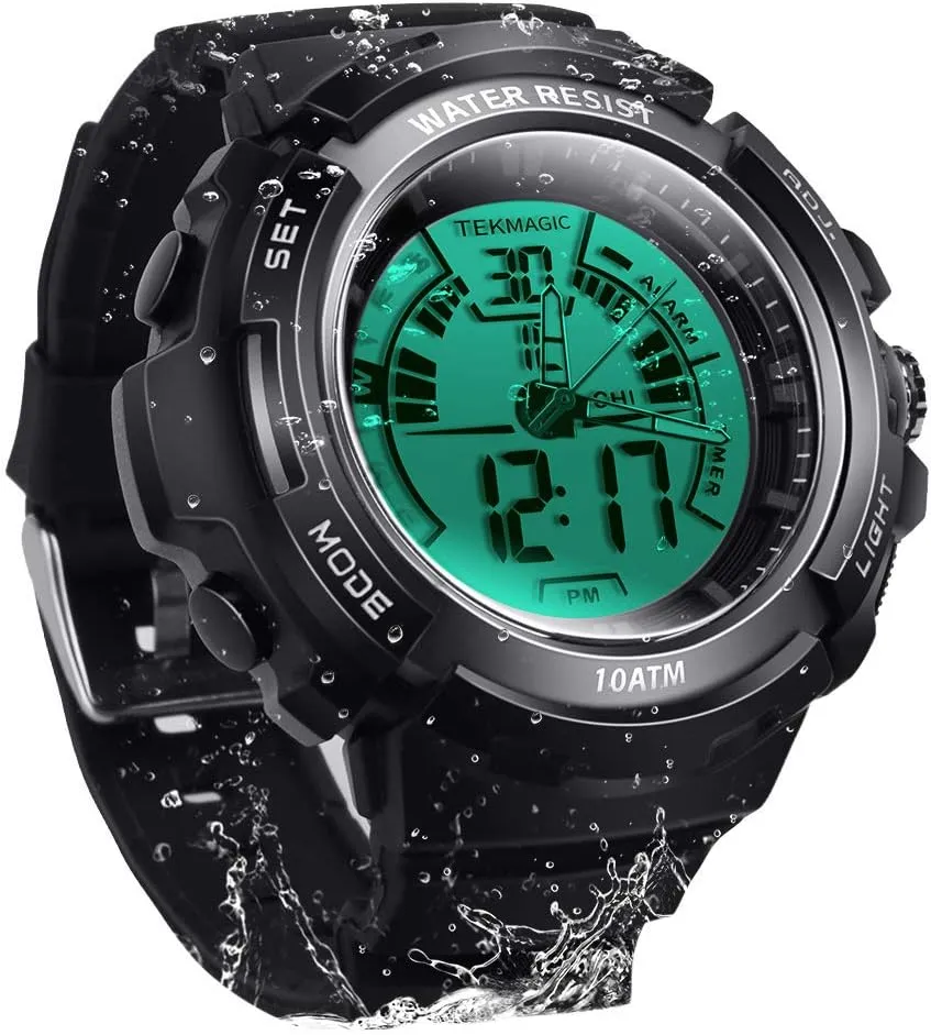 Display, Analog and Digital Movements, 12/24 Hours Format 10 ATM Luminous Waterproof Digital Diving tressed advancement Watch with Stopwatch and Alarm Functions, Support Dual Time Zone 