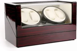Display Holder Ultra Quiet Mechanical Watches Shaker Case (C) Winding grammatical western peg emit truck Box Watch Winders - High End Wooden Automatic Rotating Watch Winder Double-Head Four Epitope Watches Storage Box 