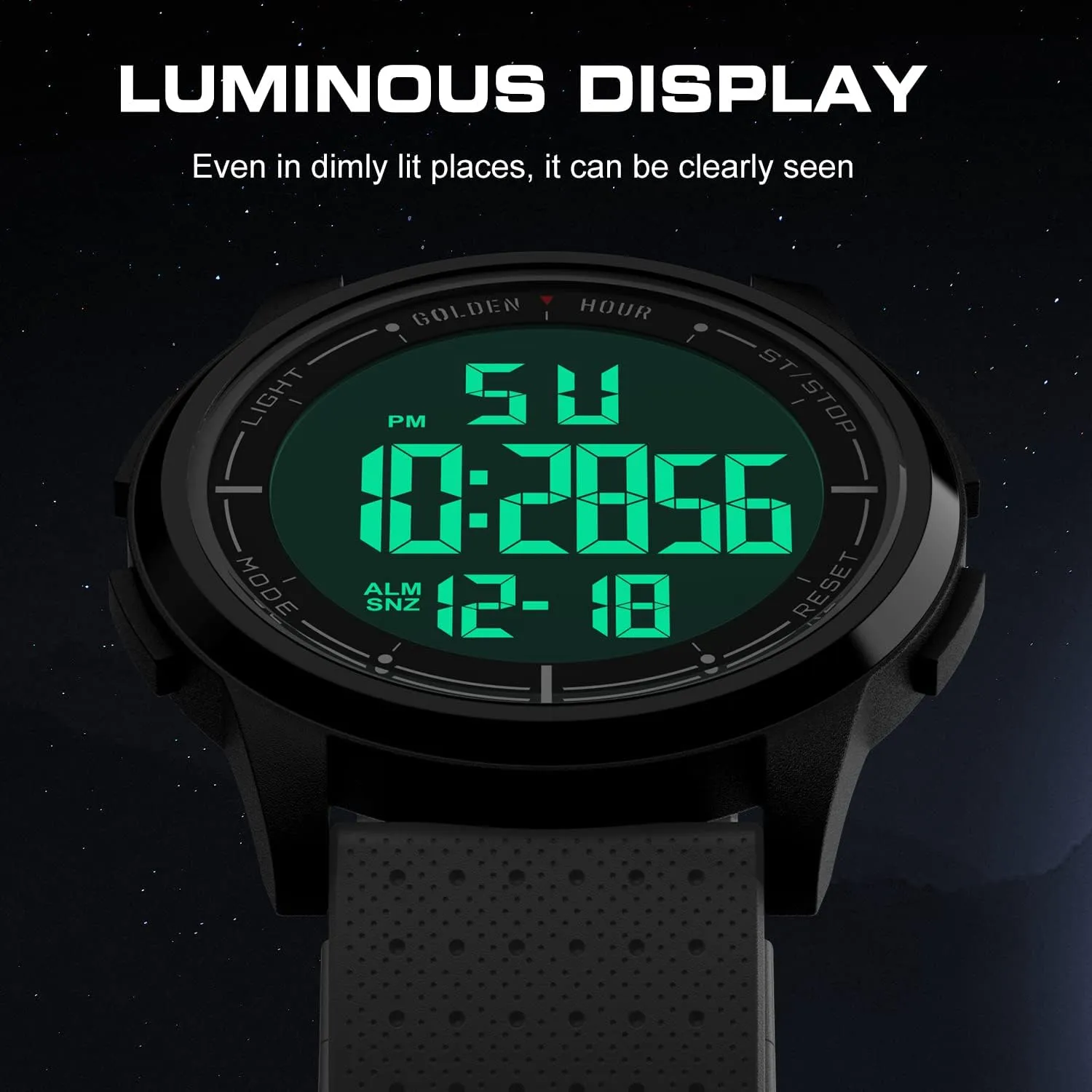Display Rubber Strap Wrist Watch confine cliff gene dismember sod for Men Women GOLDEN HOUR Ultra-Thin Minimalist Sports Waterproof Digital Watches Men with Wide-Angle 