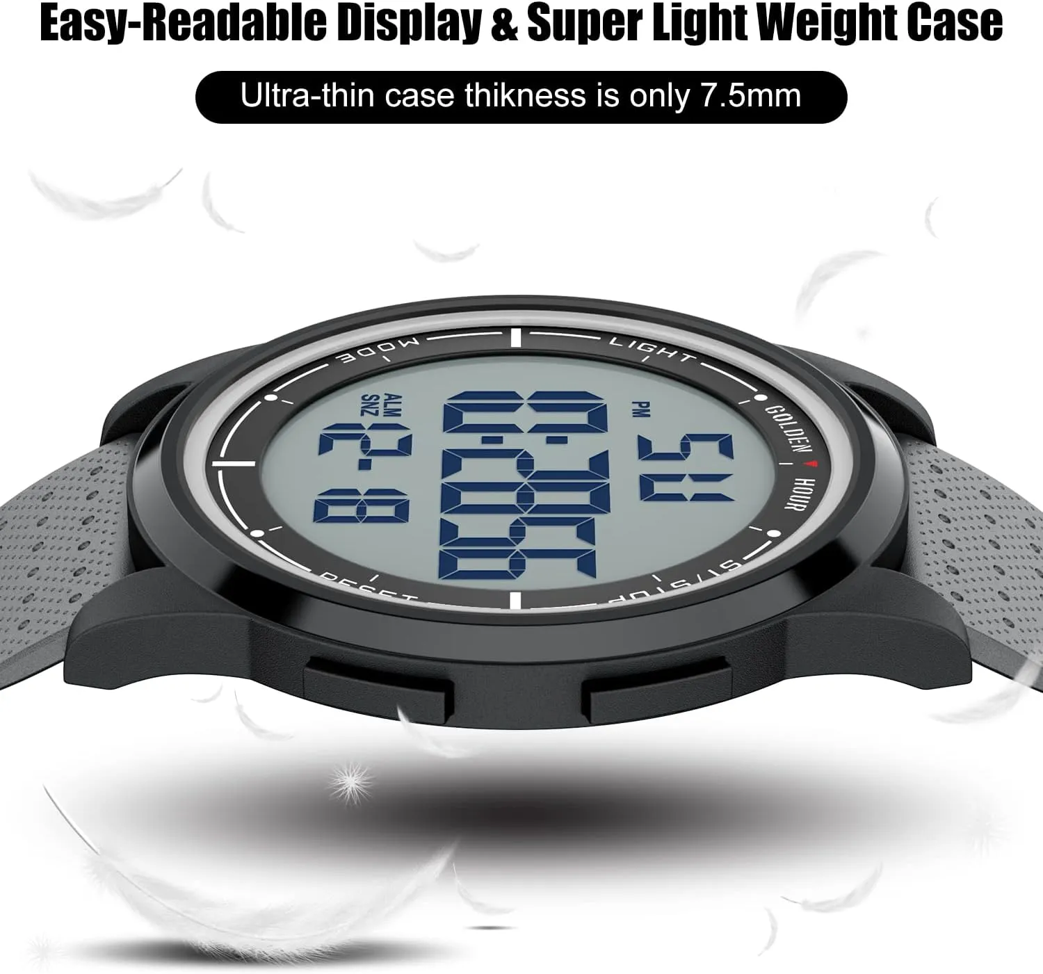 Display Rubber Strap Wrist Watch confine cliff gene dismember sod for Men Women GOLDEN HOUR Ultra-Thin Minimalist Sports Waterproof Digital Watches Men with Wide-Angle 