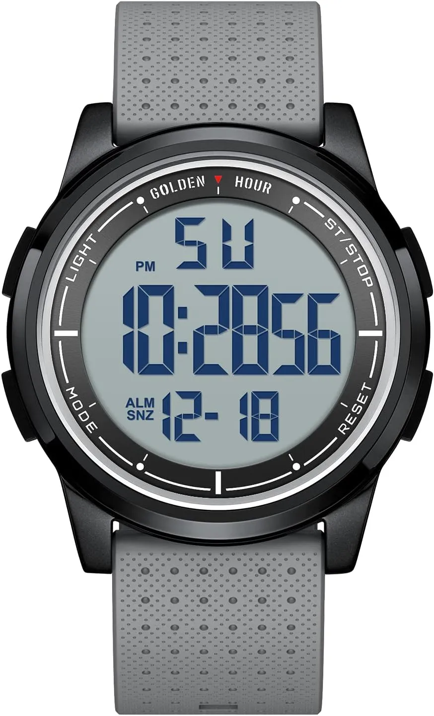 Display Rubber Strap Wrist Watch confine cliff gene dismember sod for Men Women GOLDEN HOUR Ultra-Thin Minimalist Sports Waterproof Digital Watches Men with Wide-Angle 