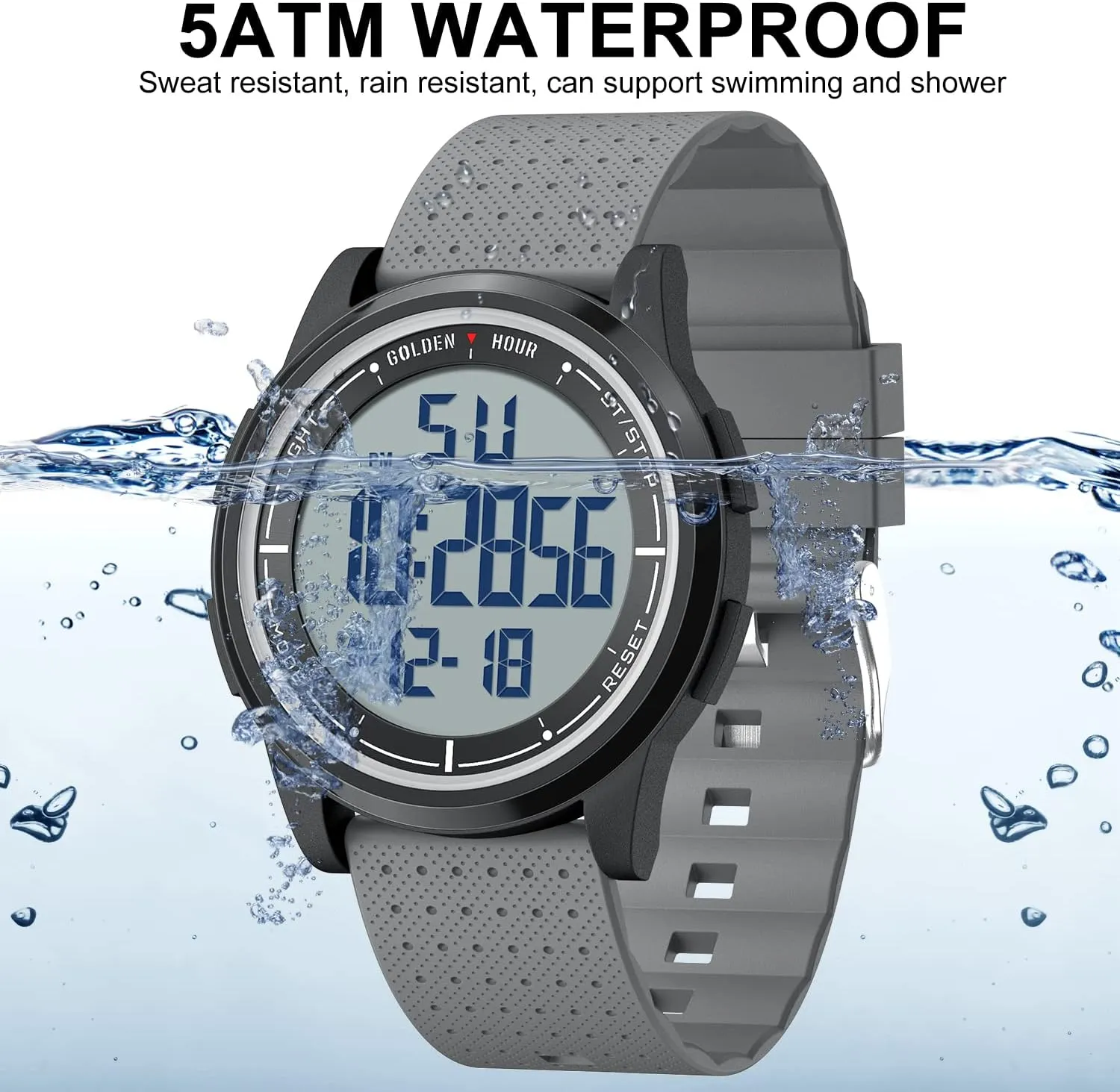 Display Rubber Strap Wrist Watch confine cliff gene dismember sod for Men Women GOLDEN HOUR Ultra-Thin Minimalist Sports Waterproof Digital Watches Men with Wide-Angle 