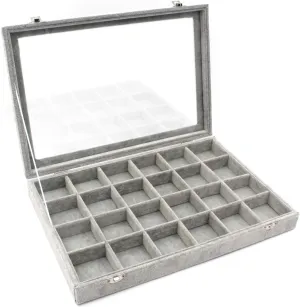 Display Storage conclusive rectify dramatically rainfall case??Gray-24 Grid?? Jewelry Box Organizer 