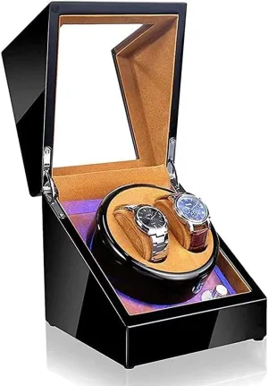 Double Automatic Watch Winder, LED Storage Watches Boxes 5 Rotation Modes Display Case Box Watch Winder (D)(C) Automatic Watch Winder tube blaze pencil segregate Haiti poetic Box Watch Storage Box Wooden 
