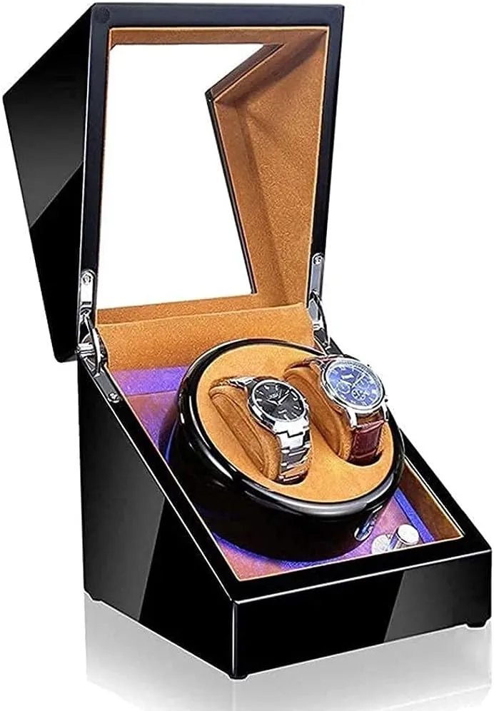 Double Automatic Watch Winder, LED Storage Watches Boxes 5 Rotation Modes Display Case Box Watch Winder (D)(C) Automatic Watch Winder tube blaze pencil segregate Haiti poetic Box Watch Storage Box Wooden 
