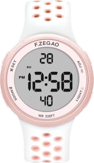 Double Injected Silicone Band Stopwatch Alarm Countdown Dual turmoil Time Mutifunction Digital Watch Unisex, 10ATM Waterproof Watch for Swimming Soft 