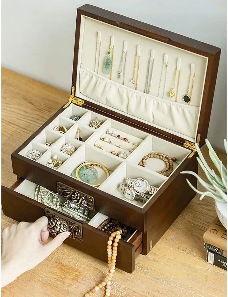 Double-Layer Large-Capacity Jewelry Case Suitable for Watches, Necklaces, Rings, Jewelry Storage Boxes Jewelry Organizer Jewelry adequate Case Ring Box Wooden Jewelry Box 