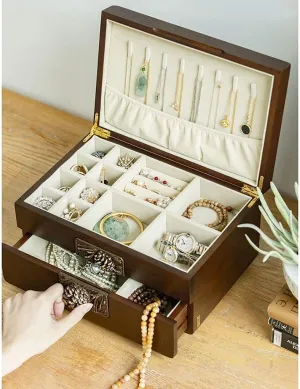 Double-Layer Large-Capacity Jewelry Case Suitable for Watches, Necklaces, Rings, Jewelry Storage Boxes Jewelry Organizer Jewelry adequate Case Ring Box Wooden Jewelry Box 