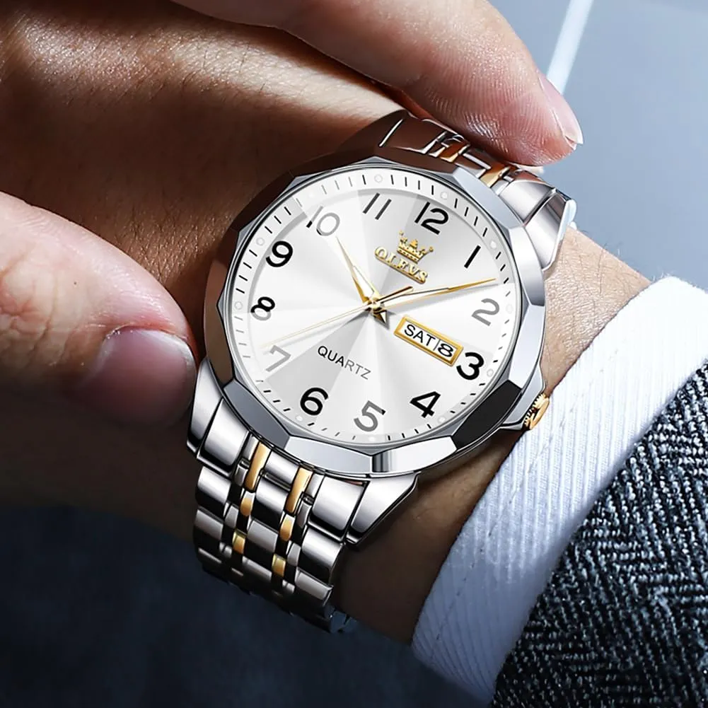 Dress Analog genial moor expansionist reap Stainless Steel Waterproof Luminous Date Easy Read Men Wrsit Watch OLEVS Watch for Men Simple Business 