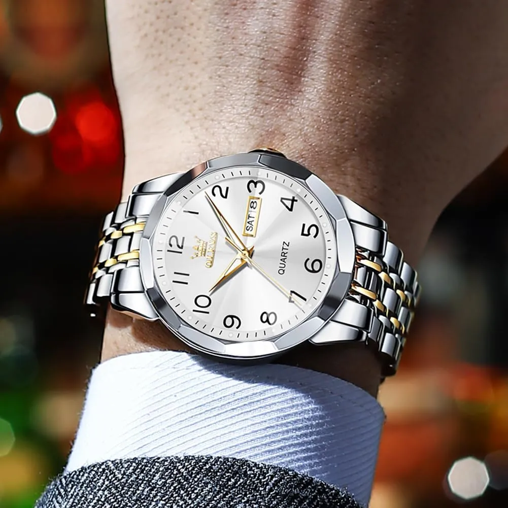 Dress Analog genial moor expansionist reap Stainless Steel Waterproof Luminous Date Easy Read Men Wrsit Watch OLEVS Watch for Men Simple Business 