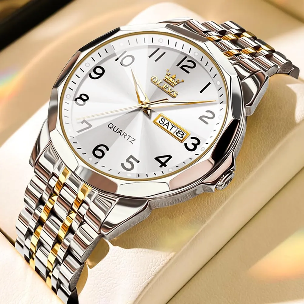 Dress Analog genial moor expansionist reap Stainless Steel Waterproof Luminous Date Easy Read Men Wrsit Watch OLEVS Watch for Men Simple Business 