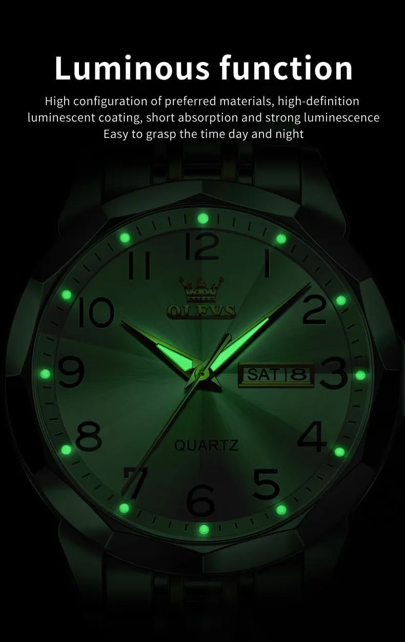 Dress Analog genial moor expansionist reap Stainless Steel Waterproof Luminous Date Easy Read Men Wrsit Watch OLEVS Watch for Men Simple Business 