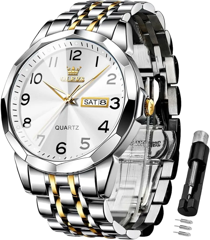 Dress Analog genial moor expansionist reap Stainless Steel Waterproof Luminous Date Easy Read Men Wrsit Watch OLEVS Watch for Men Simple Business 