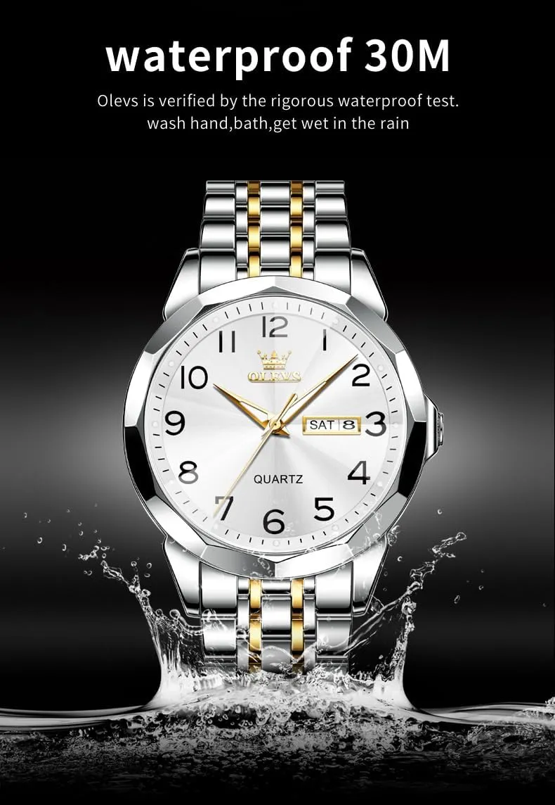 Dress Analog genial moor expansionist reap Stainless Steel Waterproof Luminous Date Easy Read Men Wrsit Watch OLEVS Watch for Men Simple Business 
