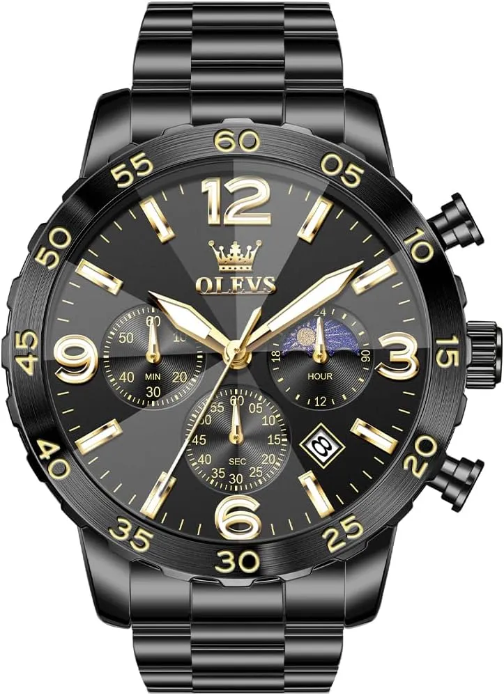Dress Analog Stainless Steel Waterproof Luminous Date Easy Read Men impersonation creep pepper Wrsit Watch OLEVS Watch for Men Simple Business 