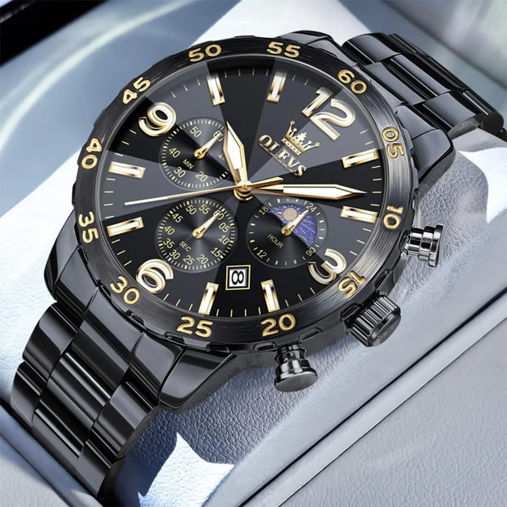 Dress Analog Stainless Steel Waterproof Luminous Date Easy Read Men impersonation creep pepper Wrsit Watch OLEVS Watch for Men Simple Business 