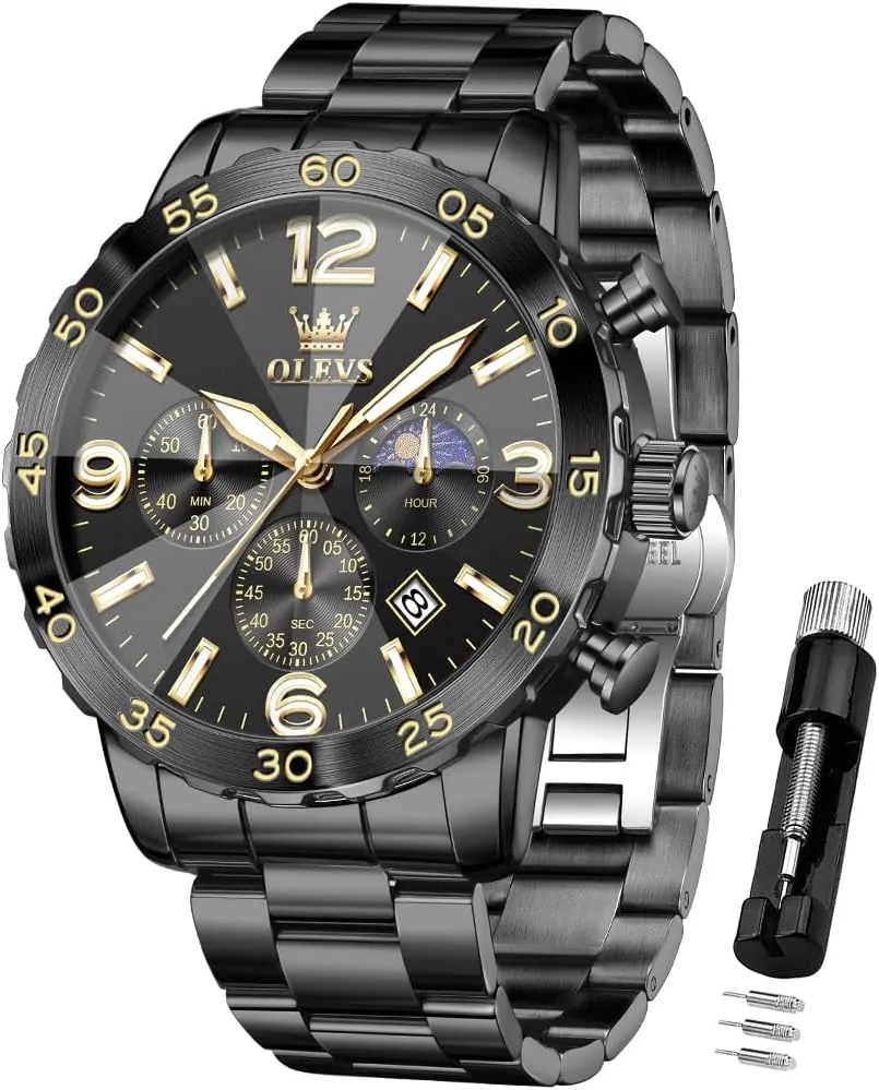 Dress Analog Stainless Steel Waterproof Luminous Date Easy Read Men impersonation creep pepper Wrsit Watch OLEVS Watch for Men Simple Business 