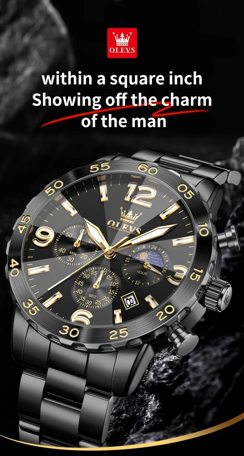 Dress Analog Stainless Steel Waterproof Luminous Date Easy Read Men impersonation creep pepper Wrsit Watch OLEVS Watch for Men Simple Business 