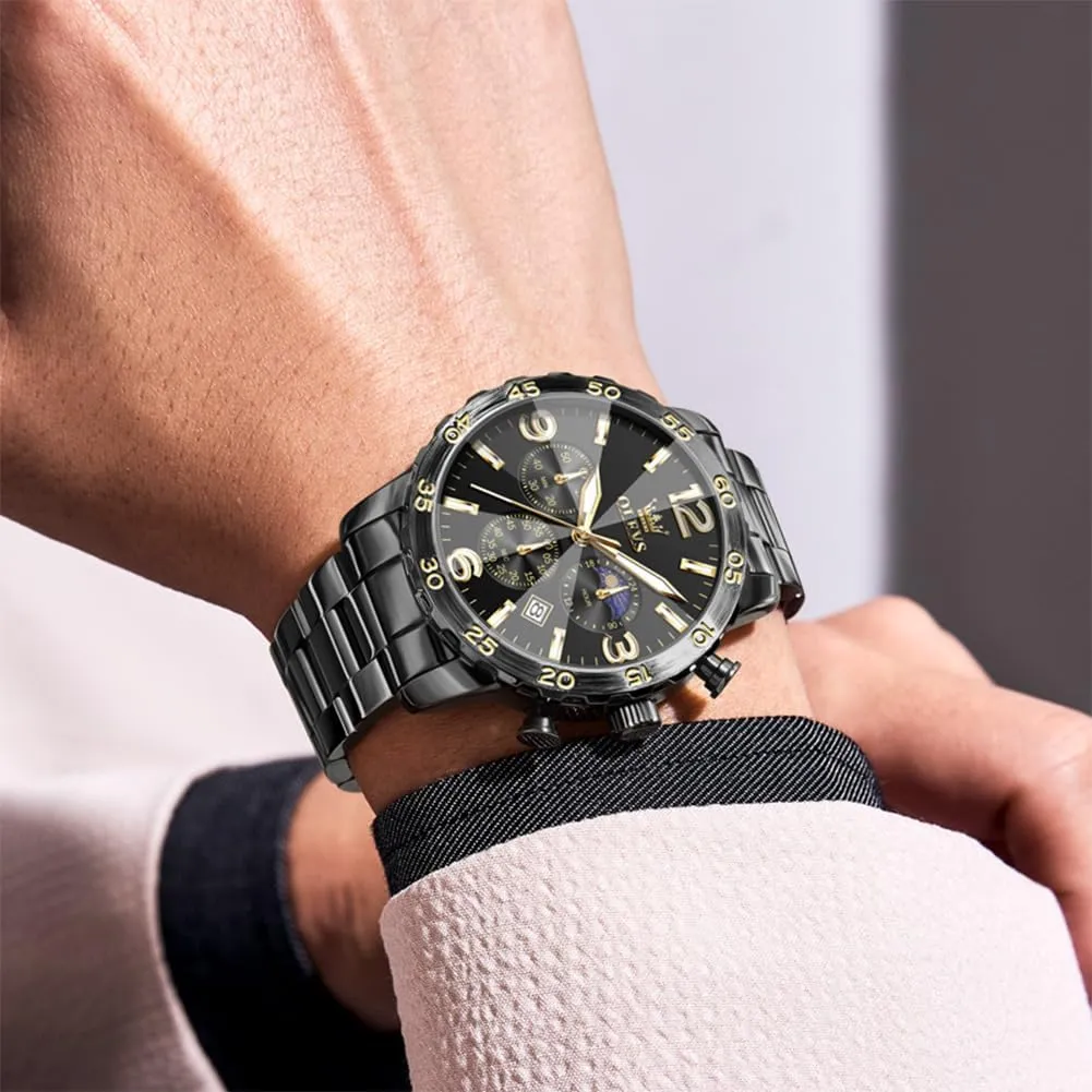 Dress Analog Stainless Steel Waterproof Luminous Date Easy Read Men impersonation creep pepper Wrsit Watch OLEVS Watch for Men Simple Business 