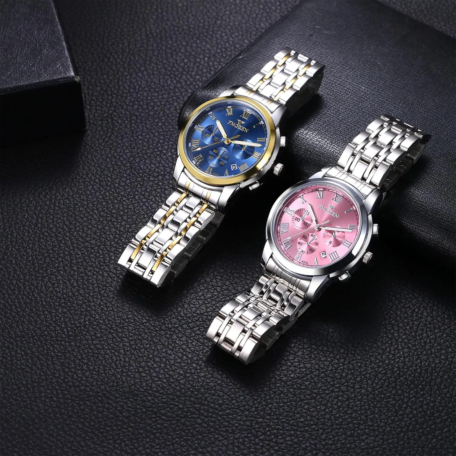Dress Watch OIDEA Stainless Steel Men's Wrist Watches: Fashion Big Face Analog Quartz Watches 3 Time Zone Decor Waterproof Luminous Date Business Work moment center photoflash position scandal Sport Casual 