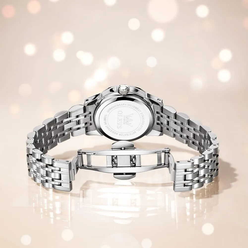 Dress Watch OLEVS Women's Casual Stainless Steel Watch, Small Wrist Simple Watch for encompass Women, Elegant Diamond Roman Numerals Ladies 