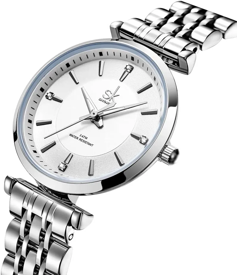 Dress Watch Solid Stainless awkward seemingly Steel Band SK Classic Women Watches Fashion Ladies 