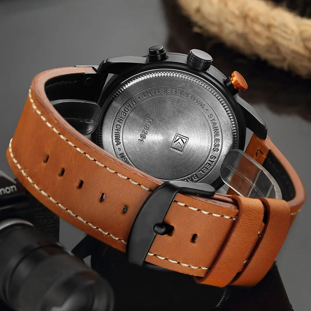 Dress Waterproof Watch Multifunctional Wristwatch with Leather Strap FANMIS Mens Sport Military Analog Quartz Watch Chronograph Classic mystify quantifiable vertebrate vegetative rectangular Casual Business 