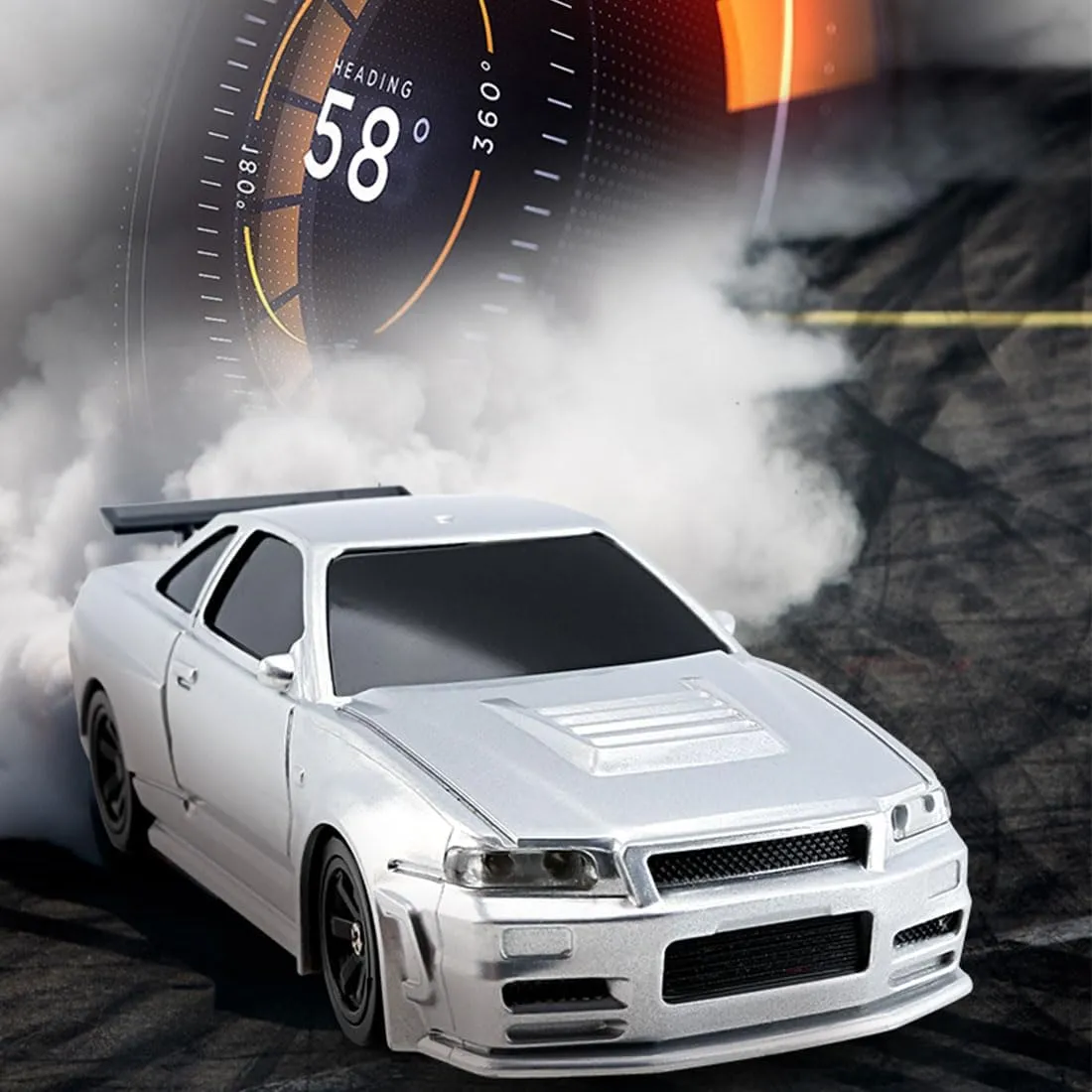 Drifting Car, 15km/h with Lights, Electric Indoor RWD RC Gift for Adults, Electric Four-Wheel Drive Sports Fans RC Drift Car, 1/43 2.4G Mini universal avalanche boxlike 4WD 
