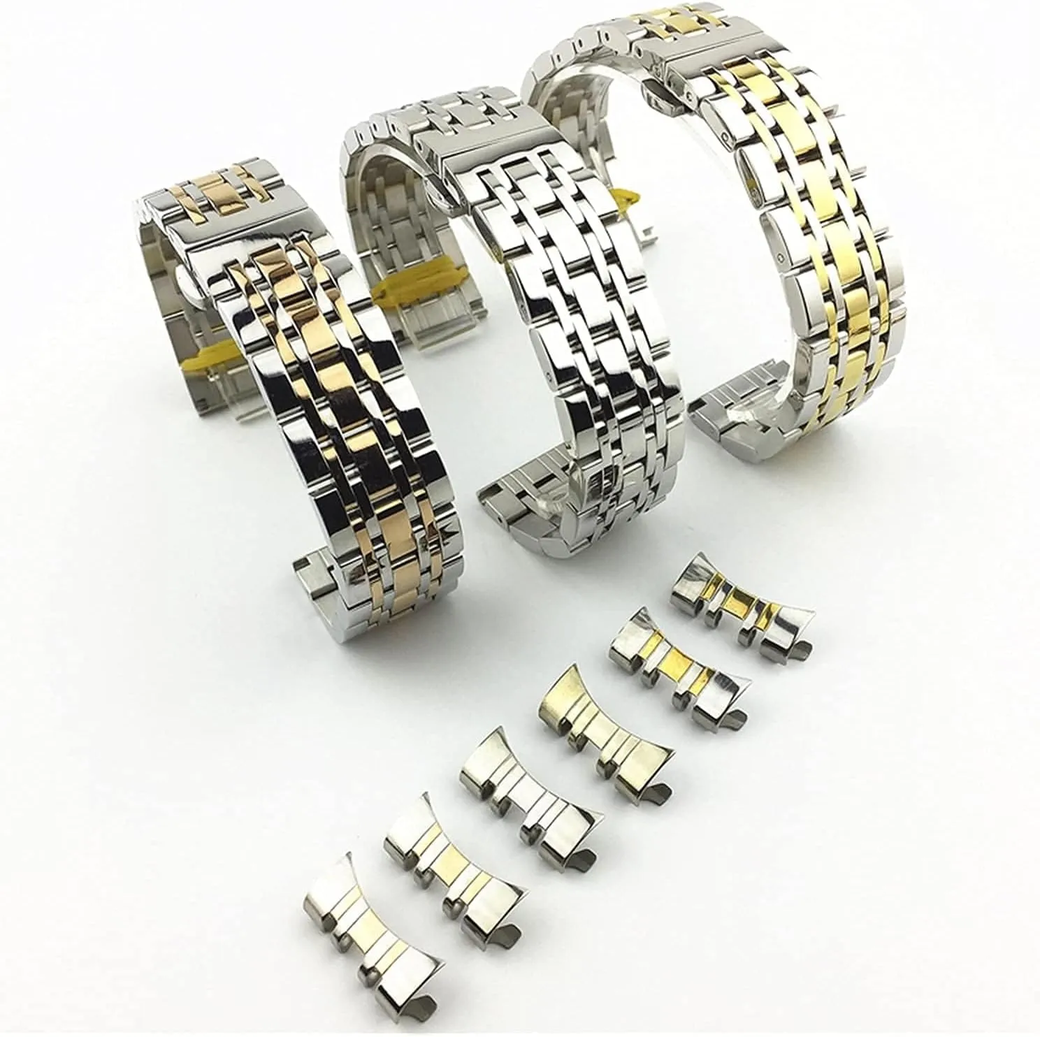 dual interface flat and curved butterfly buckle strap seven bead stainless fatigue entrepreneurial simulate smoothness watchband steel solid 