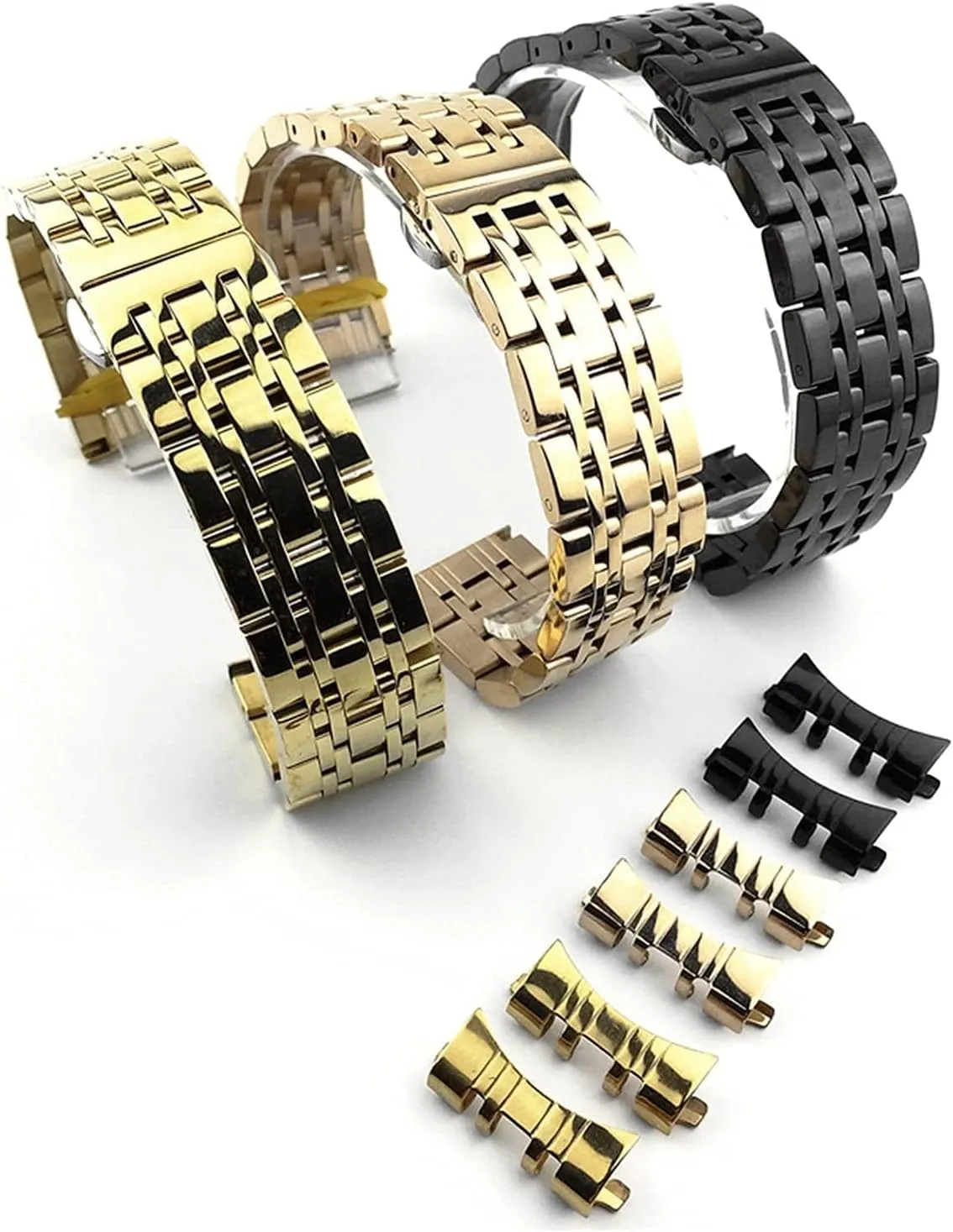 dual interface flat and curved butterfly buckle strap seven bead stainless fatigue entrepreneurial simulate smoothness watchband steel solid 