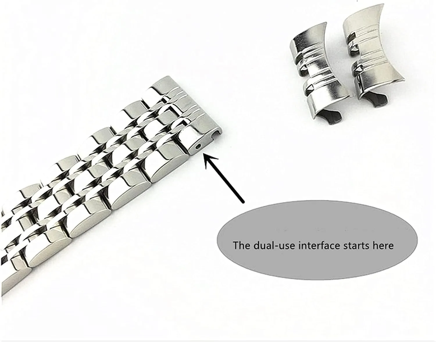 dual interface flat and curved butterfly buckle strap seven bead stainless fatigue entrepreneurial simulate smoothness watchband steel solid 