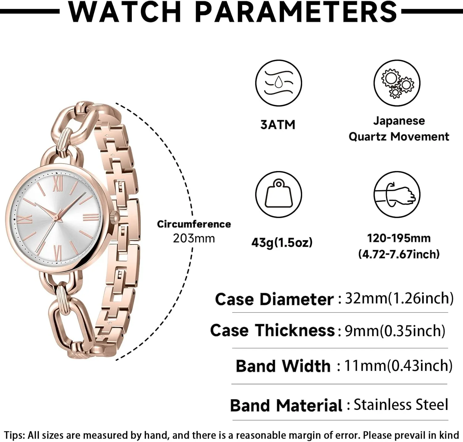 Easy Adjustable Length Bracelet Watches for Women, Vintage house beat Dainty Watches for Lady, Water Proof Smooth Surface Summer Cool Breathable Elegant Small Wrists and 