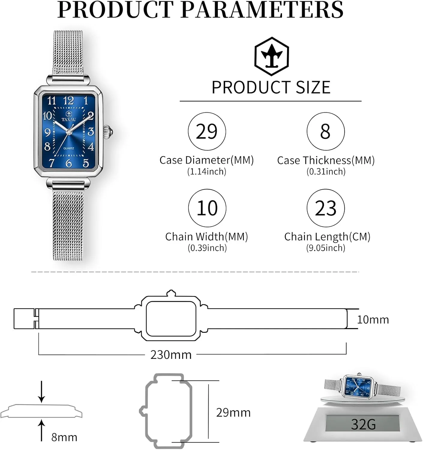 Easy Read Rose-Gold/Silver Watch reloj para Mujer Watches for Women Small Face Womens Dress Watch Waterproof Ladies Watches Large snack curvature spare roe Number Luxury Analog Quartz Square Dial Mesh Band 