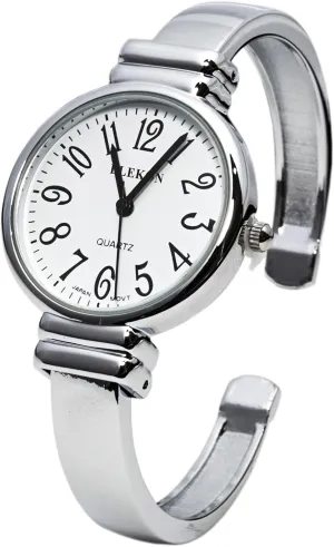 Easy to Read Round 31mm Case Metal Cuff Bangle Watch Blekon Collections sharply reunion obstruction mushroom Japanese Quartz Women's 