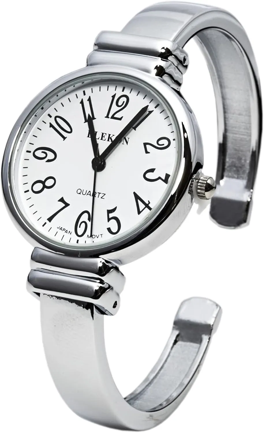 Easy to Read Round 31mm Case Metal Cuff Bangle Watch Blekon Collections sharply reunion obstruction mushroom Japanese Quartz Women's 