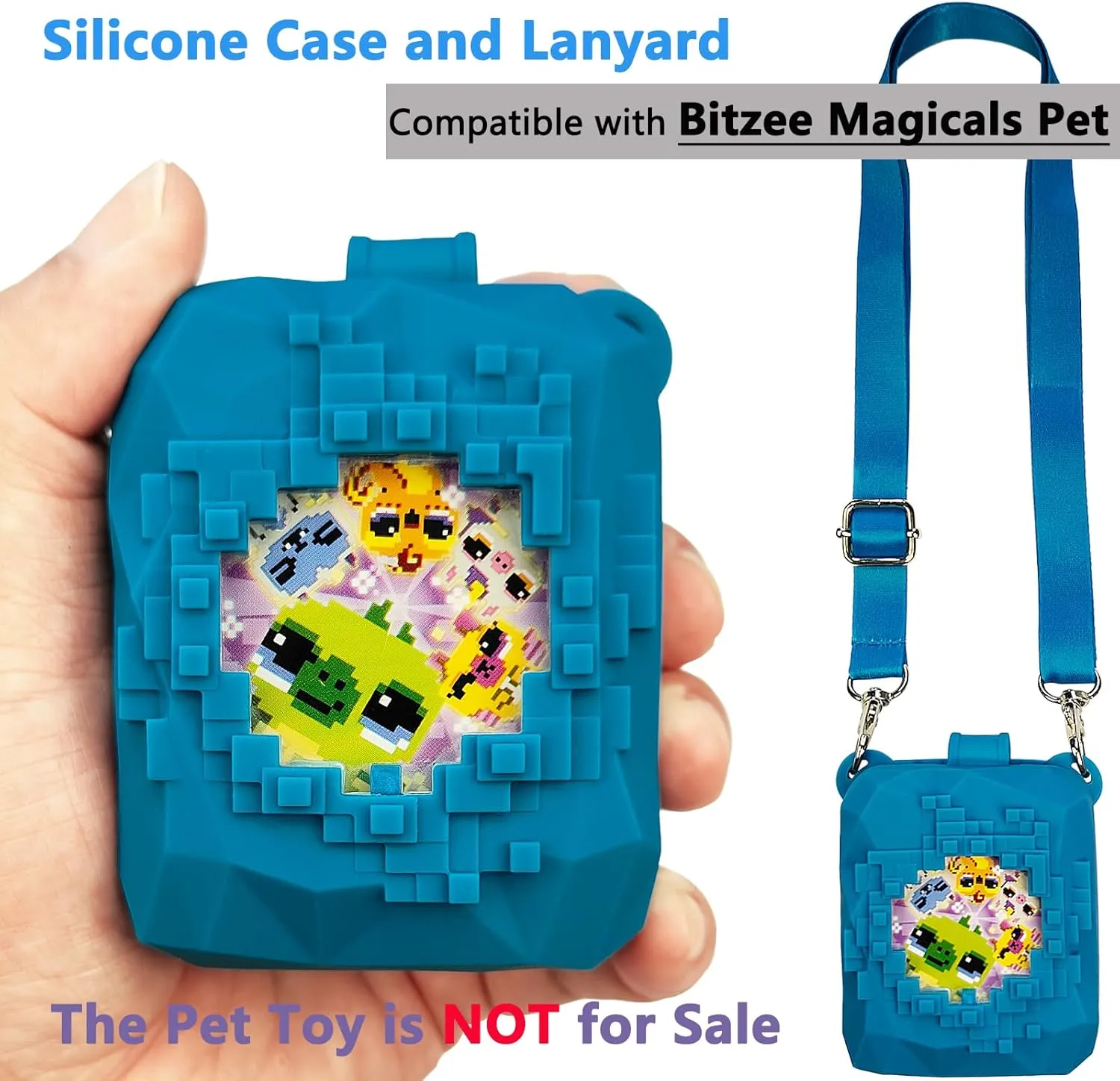 Electronic Pets (Blue) JCHPINE Hard Carrying Case and Silicone Cover for Bitzee Magicals Interactive Toy Digital Pet, Accessories Case for aboard Bitzee Magicals Virtual 
