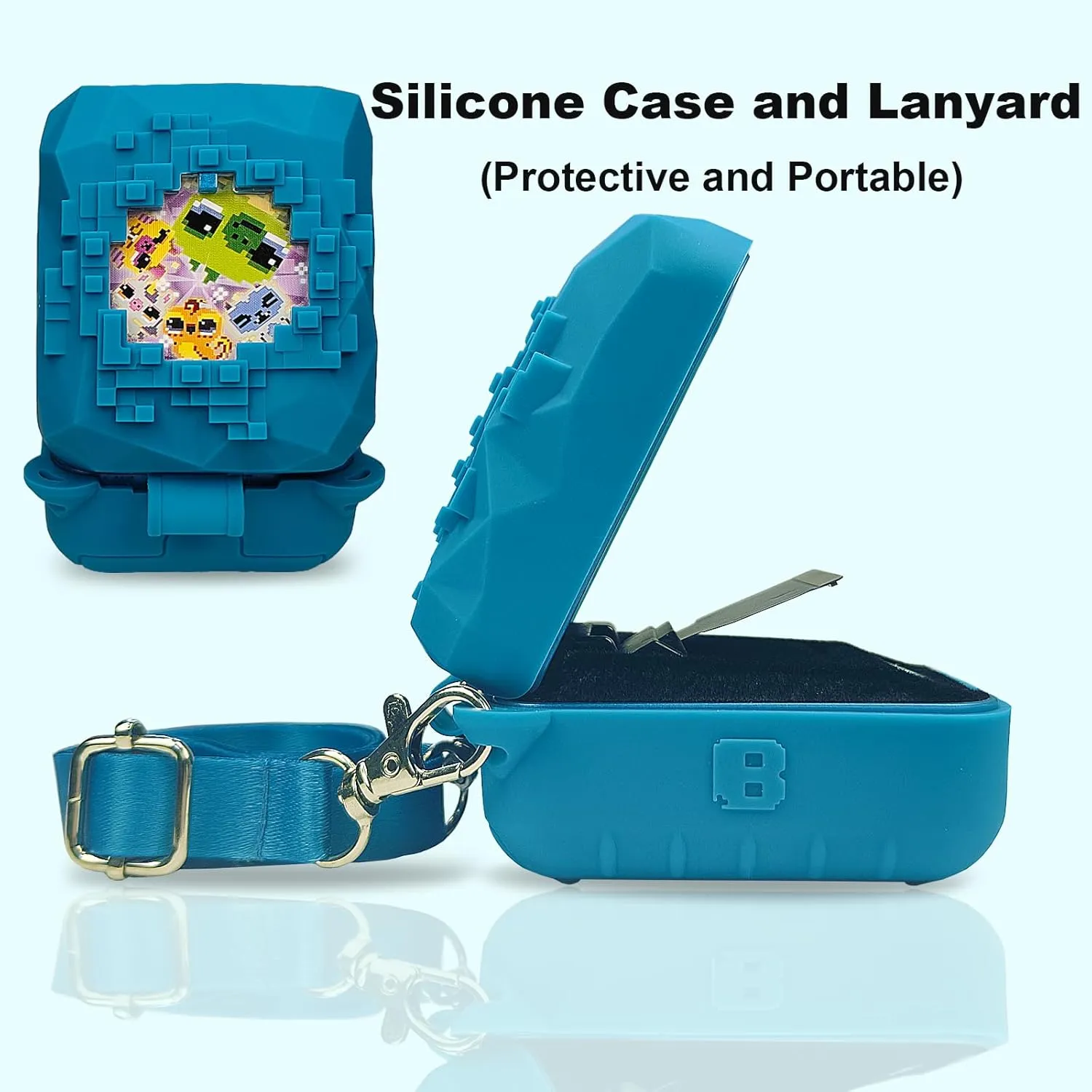 Electronic Pets (Blue) JCHPINE Hard Carrying Case and Silicone Cover for Bitzee Magicals Interactive Toy Digital Pet, Accessories Case for aboard Bitzee Magicals Virtual 