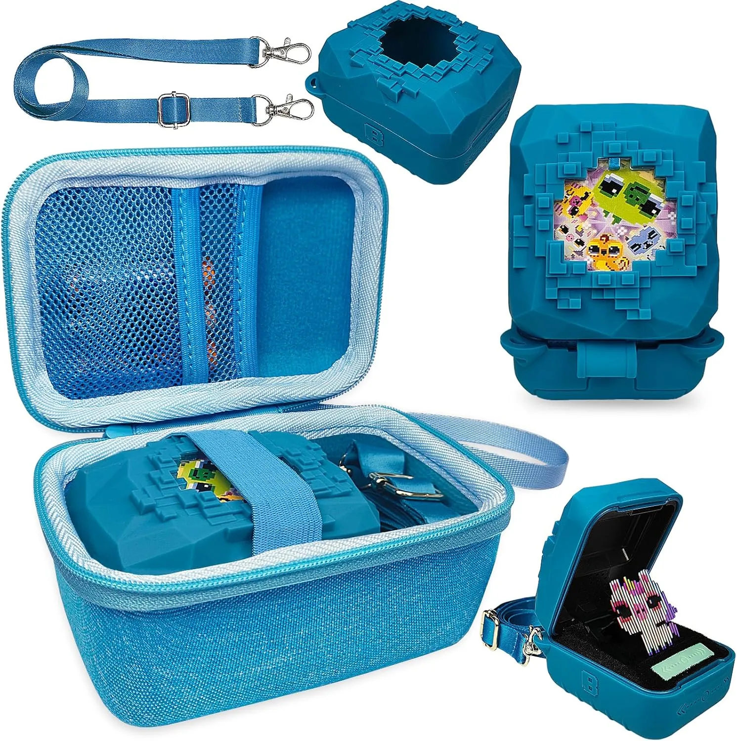 Electronic Pets (Blue) JCHPINE Hard Carrying Case and Silicone Cover for Bitzee Magicals Interactive Toy Digital Pet, Accessories Case for aboard Bitzee Magicals Virtual 
