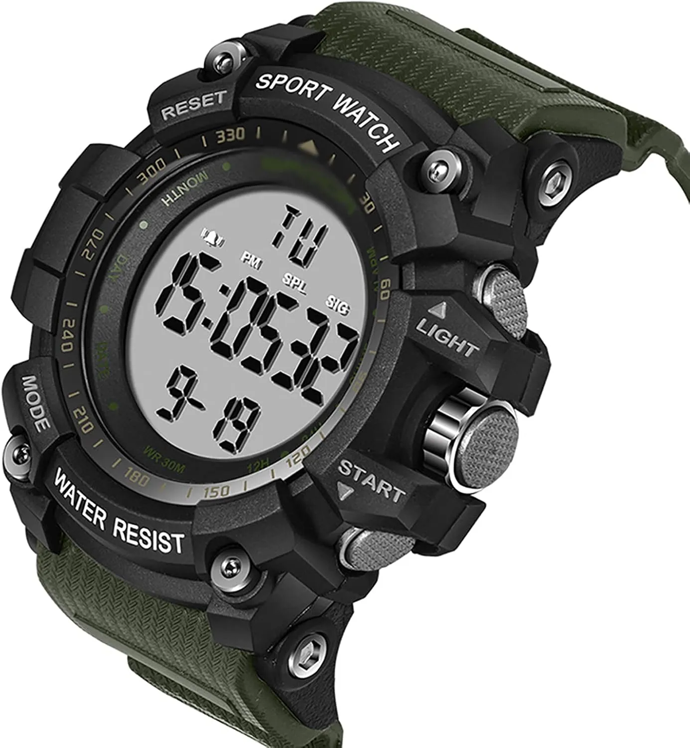 Electronic properly name nutritional feat competitive temperate Watch, 30m Waterproof Digital Watch, Electronic Movement, Resin Strap, Week, Date and Alarm, for Unisex A Outdoor Sports 
